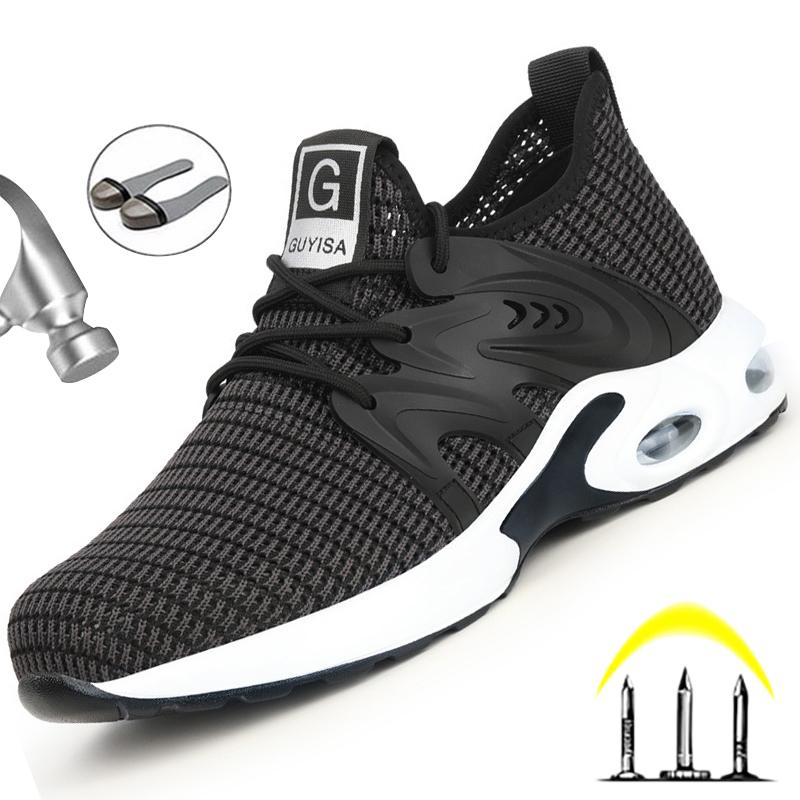Fashion 2024 Fashion Safety Work Shoes Men Steel Toe Cap Indestructible Shoes Anti-Smashing Construction Safety Boots Work Sneakers Male
