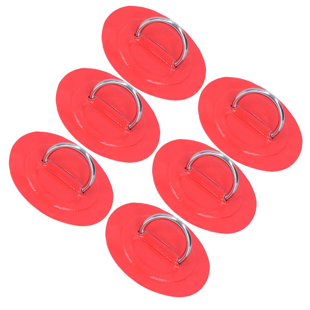 6pcs Inflatable Boat Kayak DRing Pad Patch Marine Fixed Buckle with Elastic Bungee Cord(Red )