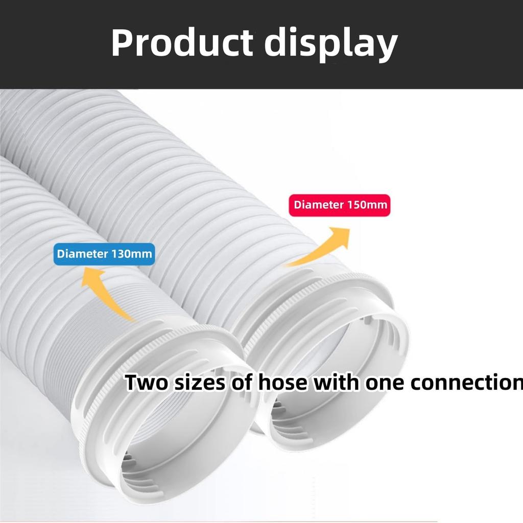 Mobile air conditioner exhaust hose dual-size connector compatible with 5-inch and 6-inch hoses male and female threads gray