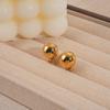 18K Gold Plated Titanium Steel Round Bead Stud Earrings for Girls
