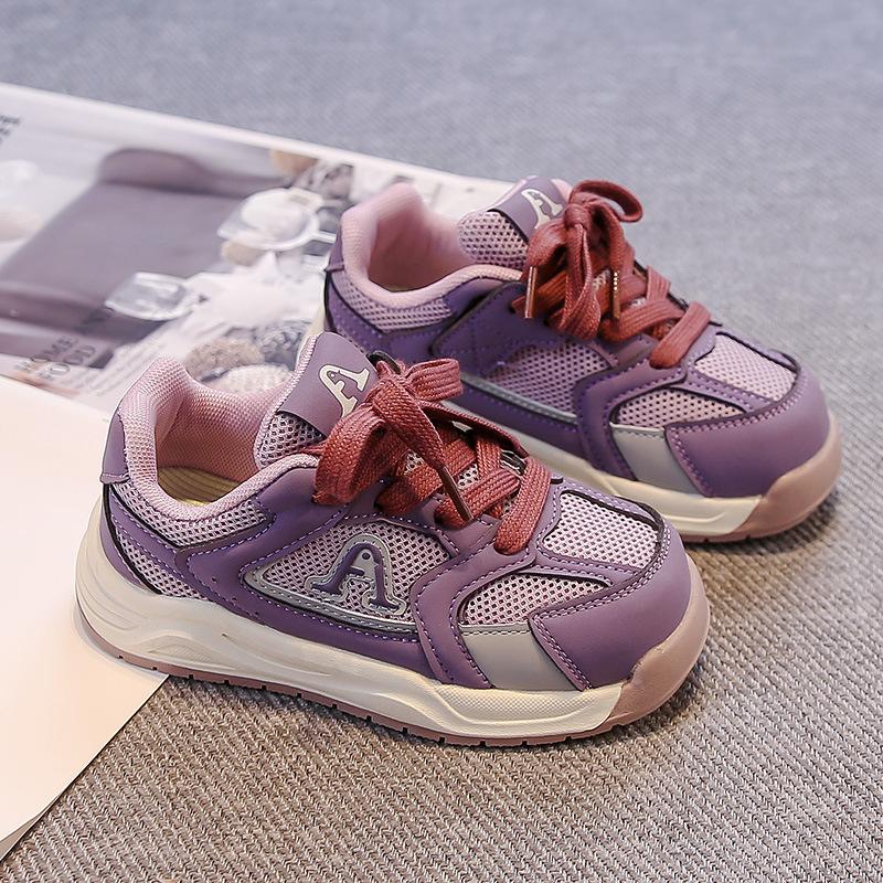 Girls' Shoes 2025 Summer New Children's Mesh Breathable Sports Shoes Medium and Older Children's Girls Soft-soled Dad Shoes