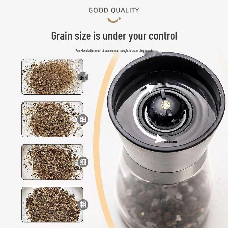 304 Stainless Steel Pepper Grinder - Manual Kitchen Seasoning Bottle for Freshly Ground Sea Salt, Sichuan Peppercorns, and Cumin.