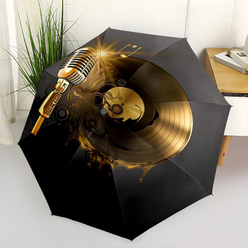 

Microphone,Music Automatic Folding Umbrella 8 Ribs Lightweight Design, Durable Iron Frame, Compact and Portable, Ideal Birthday or Christm
