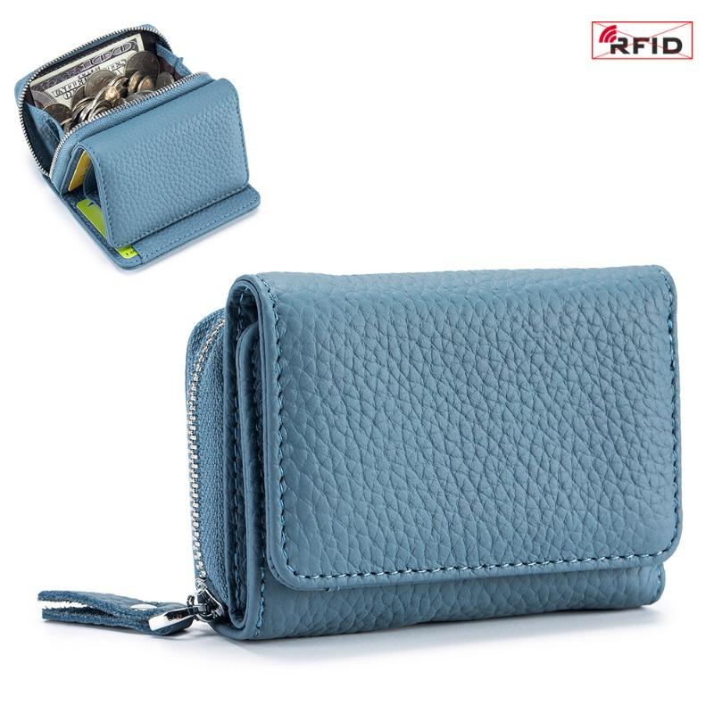 Neue japanische Mini-RFID-Geldbörse aus Leder, dreifach faltbar, für Damen, große Kapazität, multifunktional, Münzbeutel, Aufbewahrungstasche
