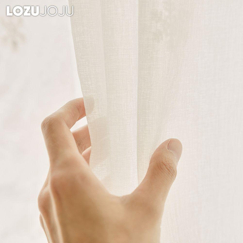 1ks LOZUJOJU Vyšívané vánoční stromky Průhledný Průhledný Tyl Průsvitné Závěsy Okenní Závěsy Do obývacího pokoje Domácí dekorace Vánoční dekorace