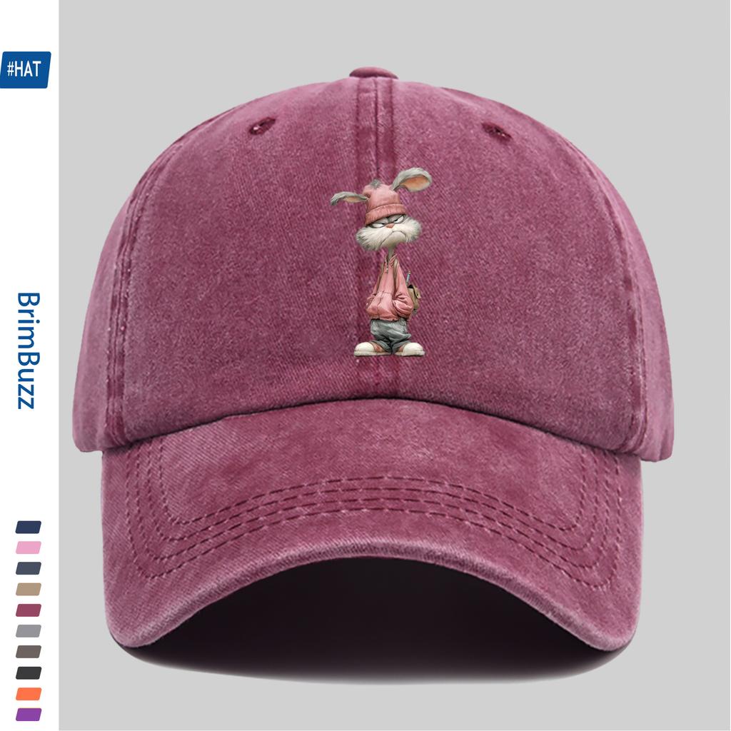 Pc Pcs Adjustable Rabbit Print Trucker Cap for Men Women Lightweight Washed Vintage Baseball Hat with Rabbit Design Suita