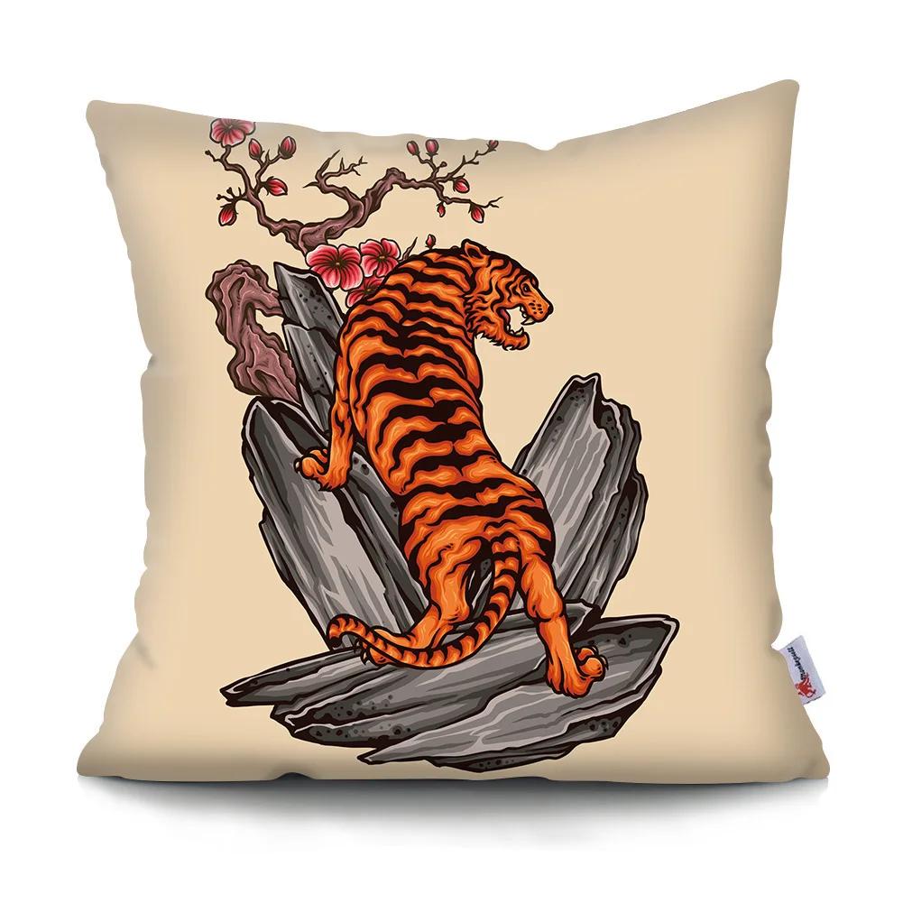 Kissenbezug Schlicht Retro Tigerkopf Kissen Auto Sofa Heimdekoration Kissenbezug Ornament