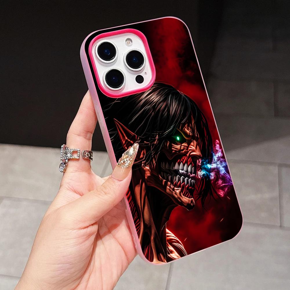 AOT Eren Yeager Jelly Double layer Rose Red Mobile Phone Case for iPhone 17 16 15 14 13 12 11 Air Pro Max Plus Protective