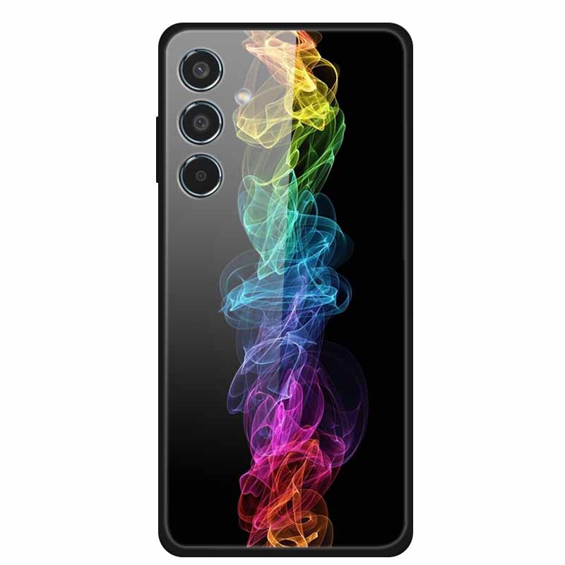 Glass Back Cover For Samsung Galaxy S24 FE Case S24FE Hard Tempered Glass Case For Samsung Galaxy M55 A16 Phone Case Soft Bumper