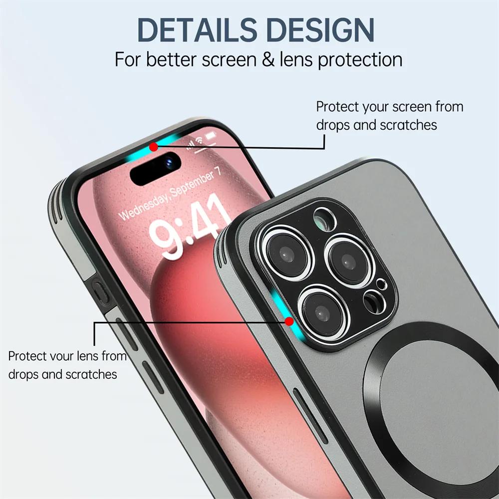 Luxury Business Leather Magsafe Phone Case For iPhone 16 15 14 11 12 13 Pro Max Magnetic Wireless Charging Stand Cover
