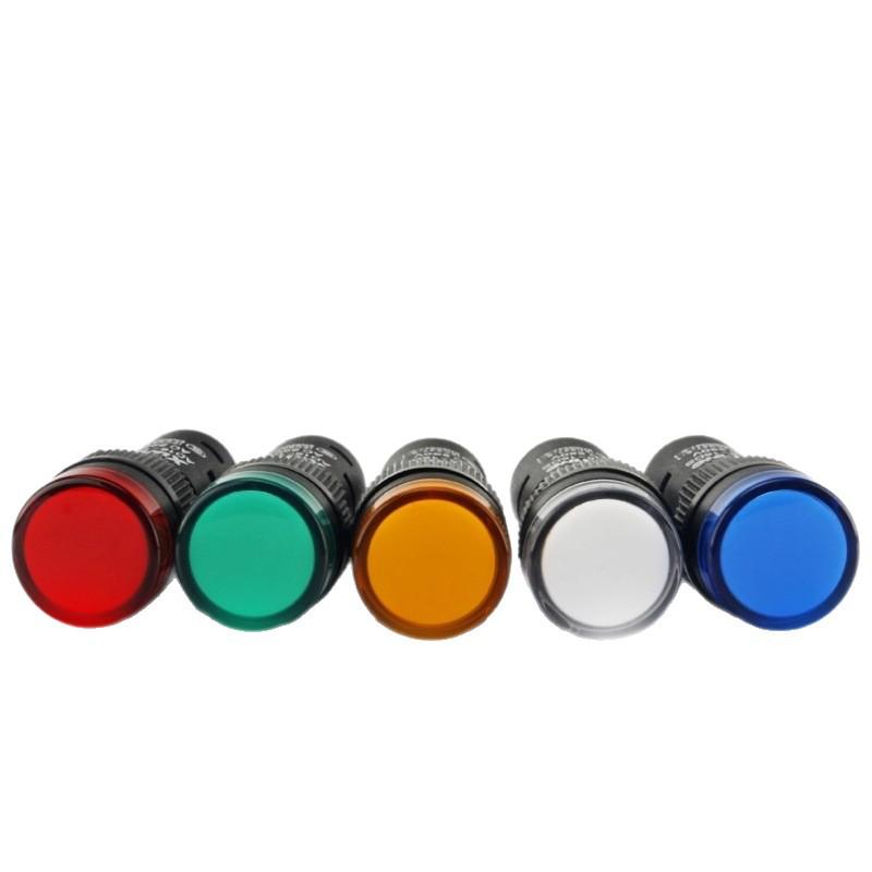 AD16-16DS LED Indicator Light: 16MM, 24V, 220V/380V, Red/Yellow/Green/Blue/White Signal.
