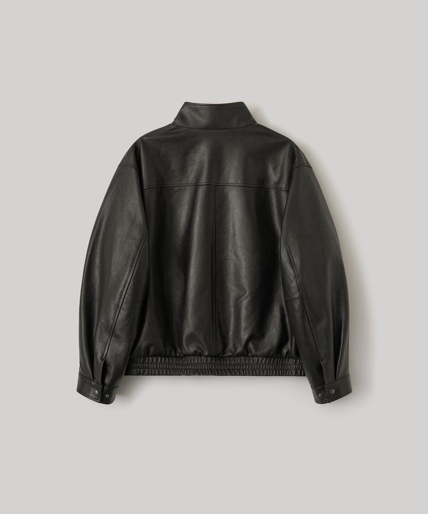 ANOTHER OFFICE Lambskin Stand-Collar Blouson (Black)