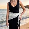 Sheer Mesh Floral Lace Scarf Hollow Design Crochet Headscarf Cute Beach Hair Band  Beach Outfits