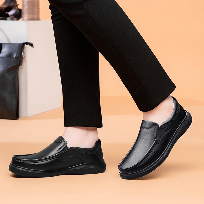 Fashion Genuine Leather Men Casual Shoes Vintage Style Handmade Soft Bottom Loafers Breathable Non-Slip Business Men Walking Shoes