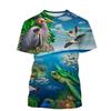 Men's Clothing 3D Print Funny Sea Tortoise T Shirts Casual Harajuku Outdoor Trend Round Neck Tee