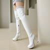 Plus Size Platform Super High Thick Heel Lace Women's Knee High Boots Side Zipper Breathable Sexy Sweet Long Boots