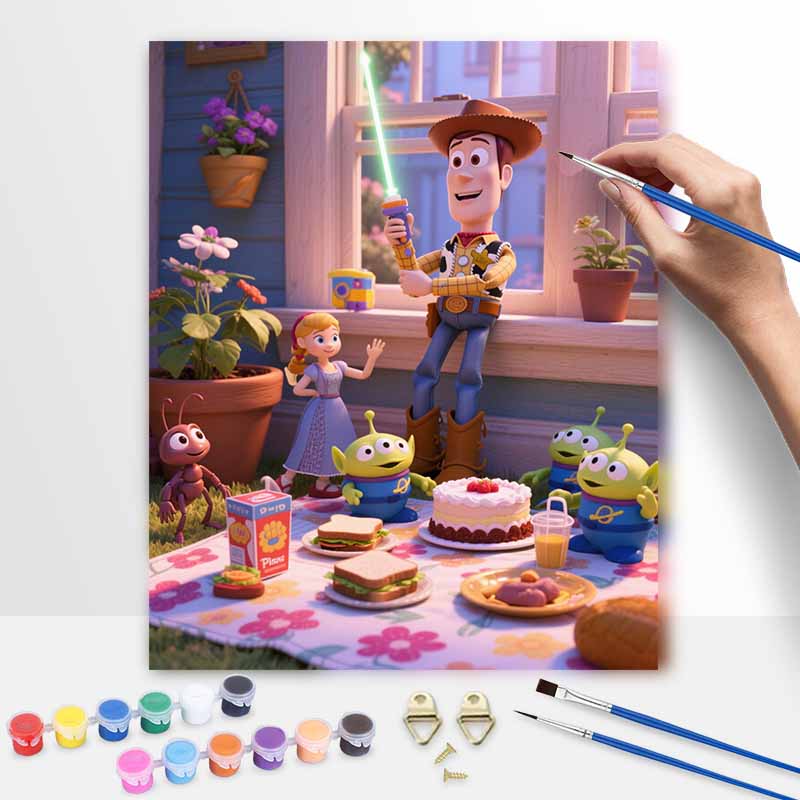 Disney Digital Oil Painting Art Kit Toy Story Picnic Scene Handmade Coloring Painting Home Decor