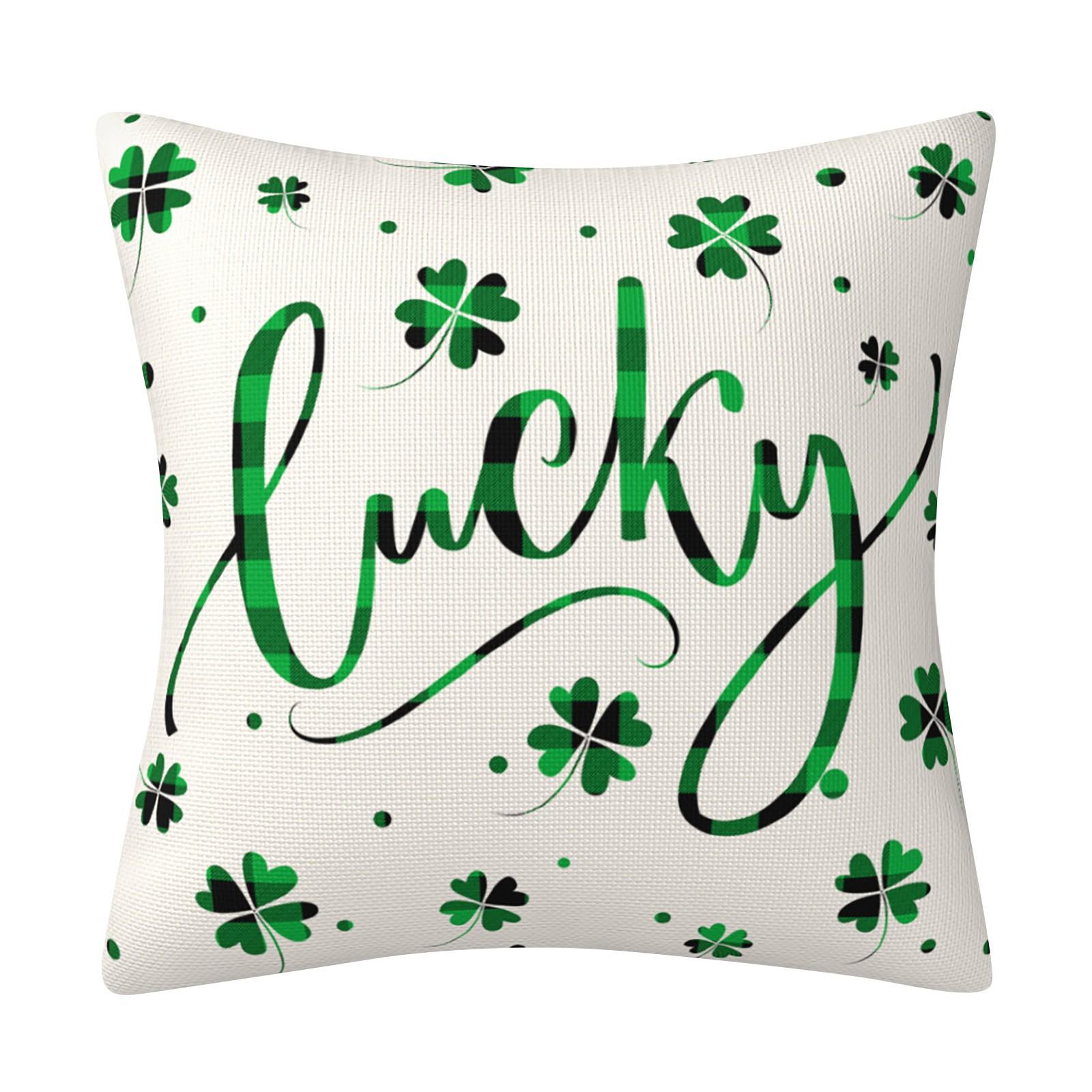 

улица. Льняной чехол ко Дню Святого Патрика, декоративный чехол для подушки в честь ирландского праздника One Size