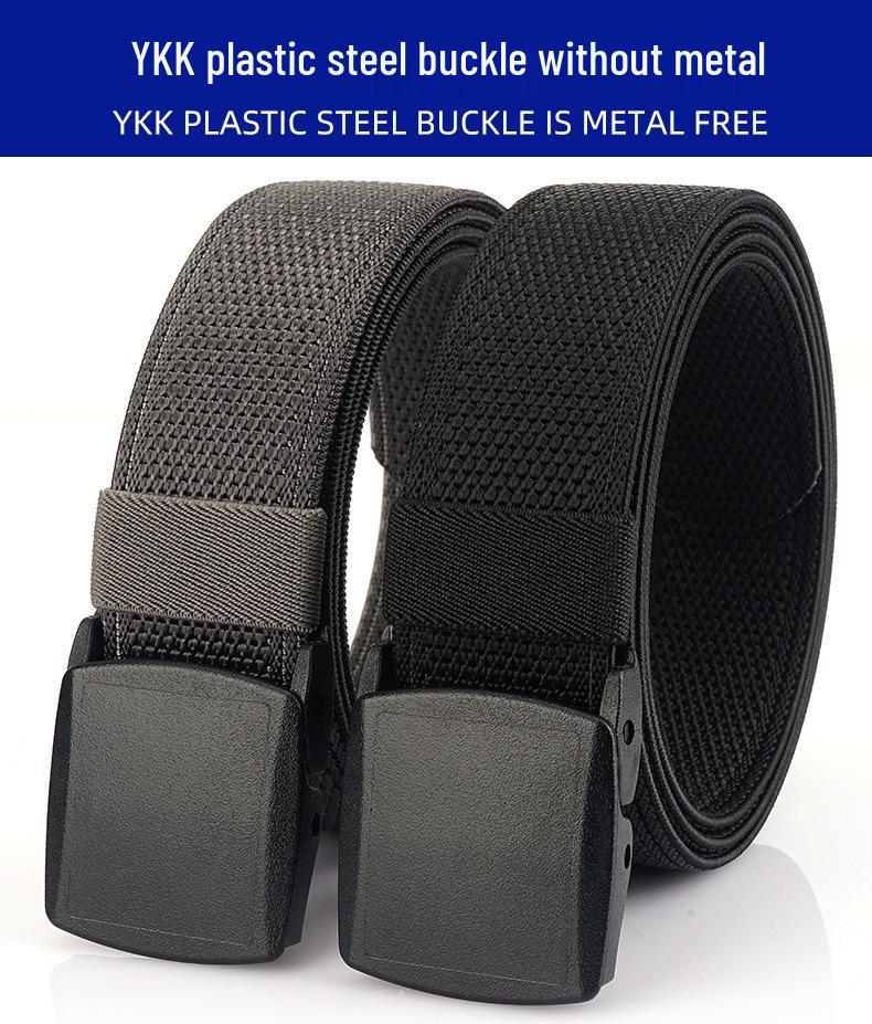 Genuine YKK Buckle: Metal-Free Nylon Elastic Belt - Lightweight Woven Canvas Military Training Belt