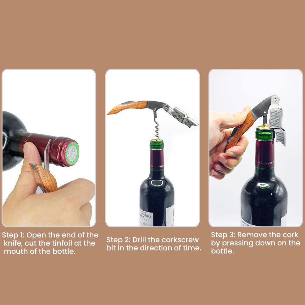 Professional Waiter's Corkscrew Wine Opener with Foil Cutter - Manual Wine Key for Bartenders, Servers  Home Use Engraving of the Recipient's Name