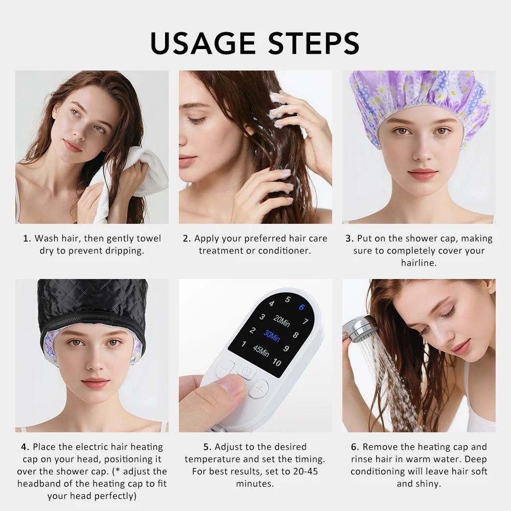 10-layer electric heating cap, waterproof evaporator cap, heat treatment cap, SPA, nourishing hair styling care