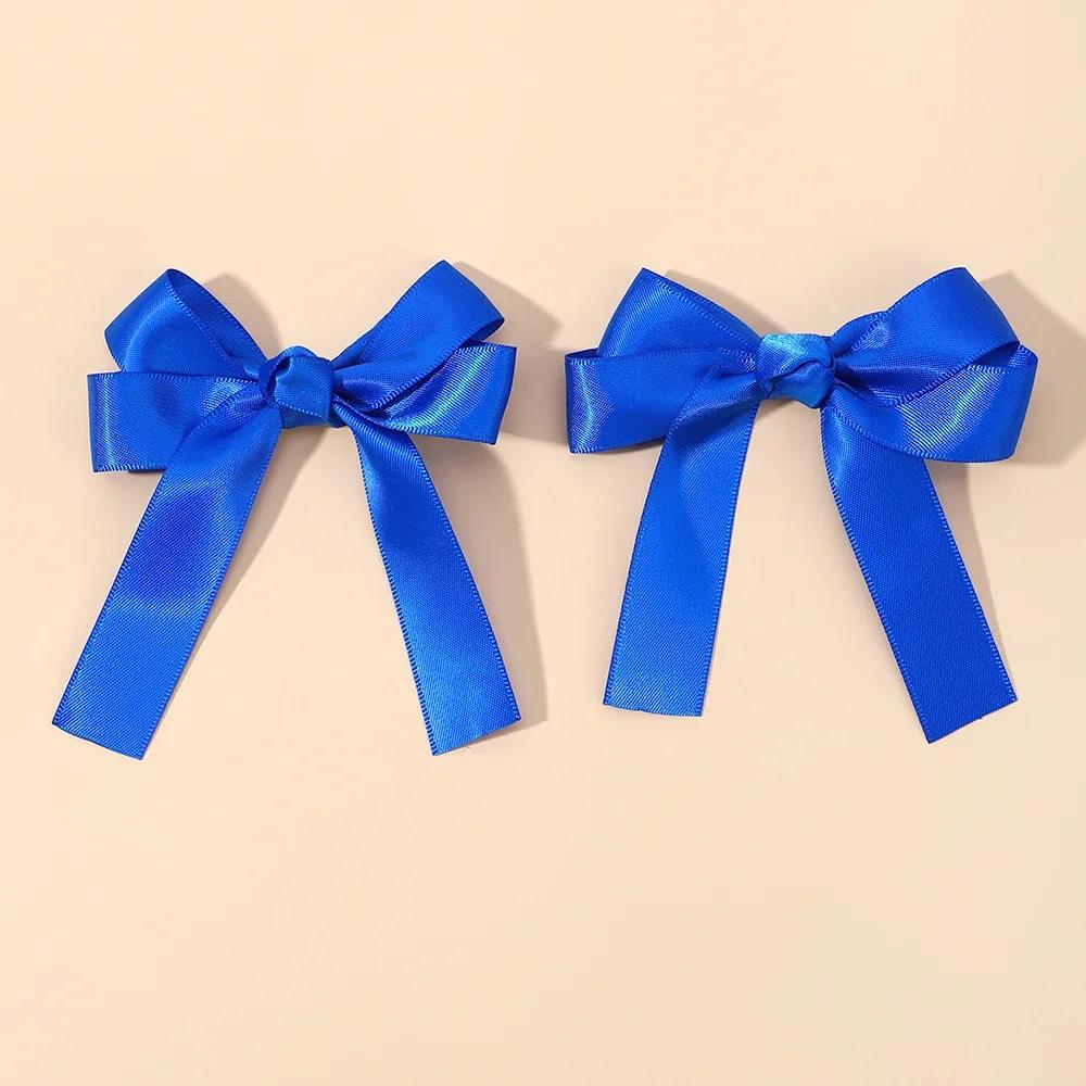 2pcs Cheer Up Bowknot Hair Clips for Girl Solid Color Ribbon Bows Hairpins Hairgripe Kids Boutique Hair Accessories
