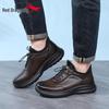 Red Dragonfly Men's Waterproof Leather Sports Shoes, Spring 2026: Thick Sole, Height-Boosting, Commuting & Travel Footwear.