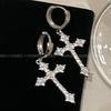 Shiny Rhinestone Zircon Cross Earrings For Women Korean Fashion Stainless Steel Earring Daily Birthday Party Y2K Zircon Gifts