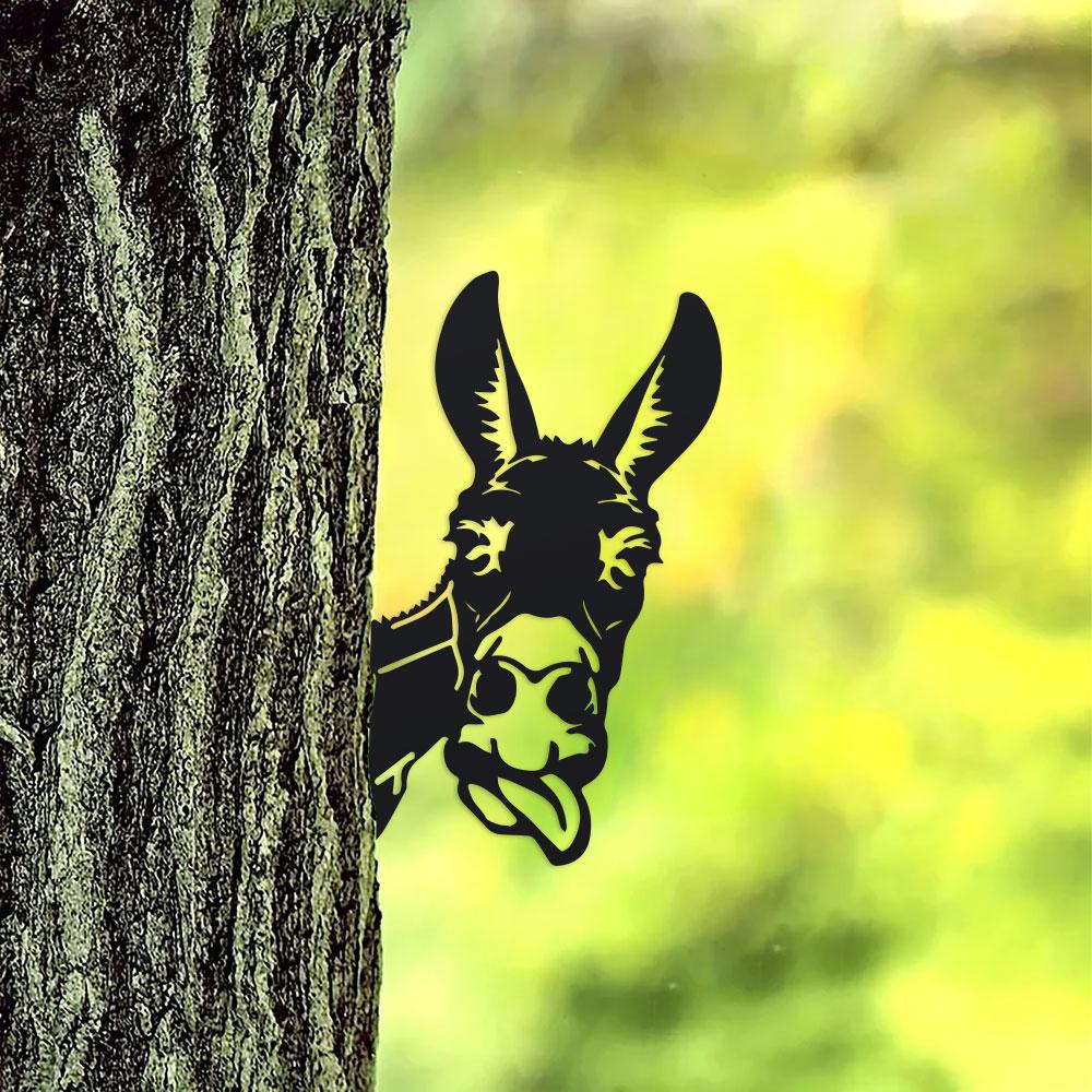 Rustikale Esels Silhouette Metall-Cut-Out-Dekoration, 1 Stück Charmante Zunge-Heraus Tierdekoration Für Außen-Gartenzaun, Bauernhaus Dekoration
