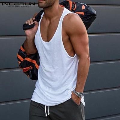 S-5XL Men's Sleeveless Scoop Neck Vest Summer Tank Top