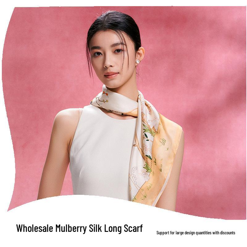 65cm Mulberry Silk Women's Professional Scarf - Digital Print, High-Grade Square Gift Scarf