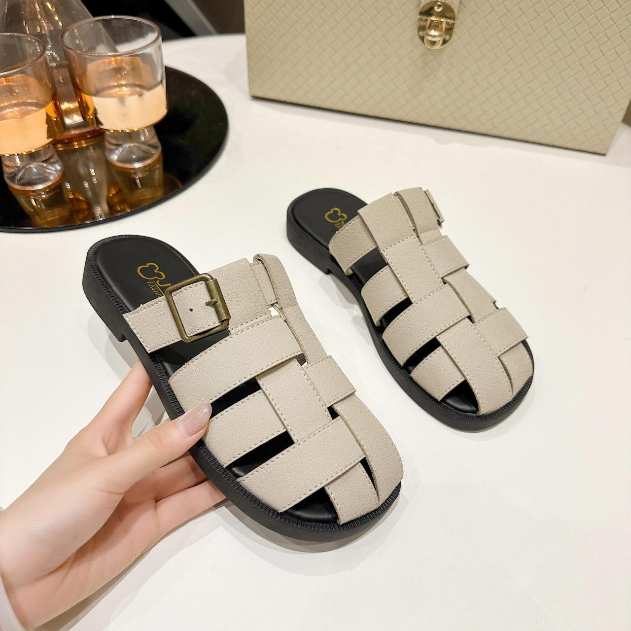 

Летние женские босоножки на плоской подошве в стиле ретро. Женская модная плетеная пляжная обувь. 40