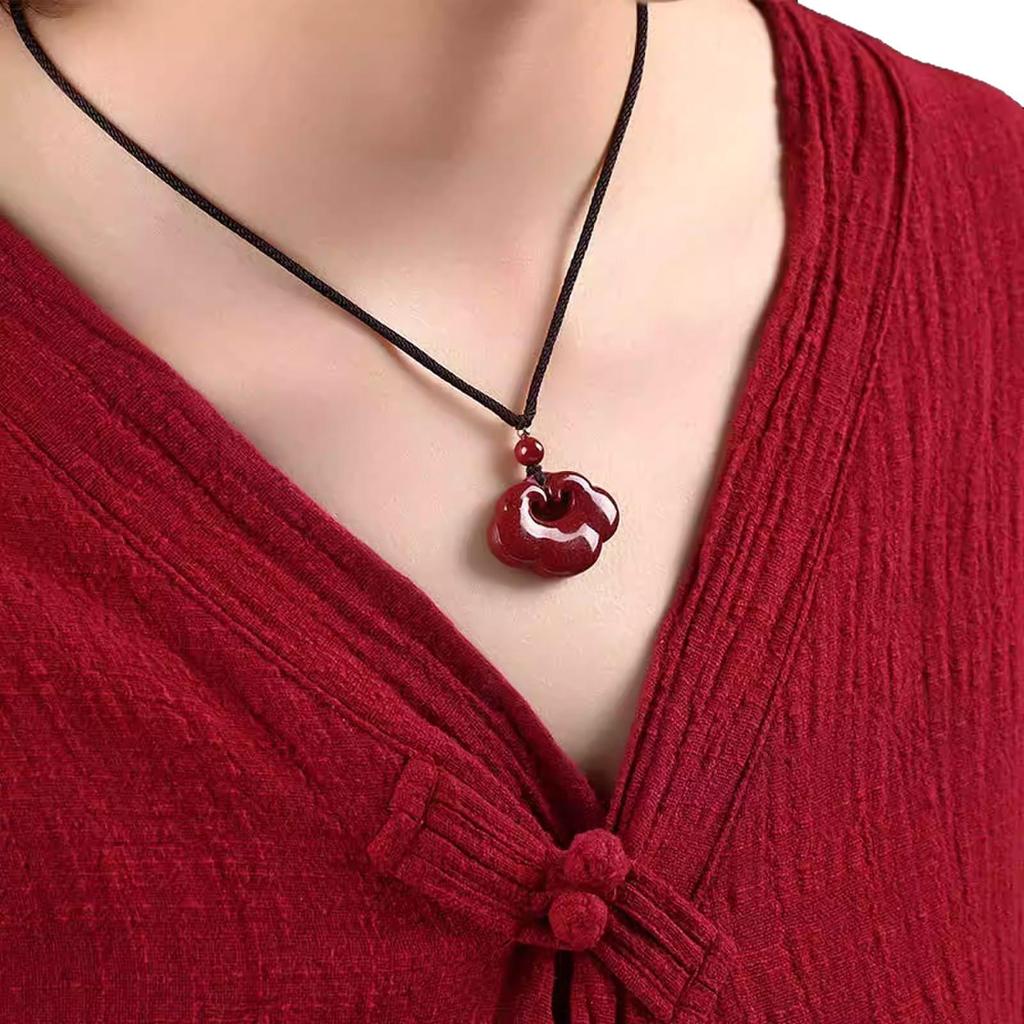 Guizhou Wanshan Zinnober Ruyi Schloss Anhänger Halskette - Unisex Lila Gold Sand Amulett Schmuck