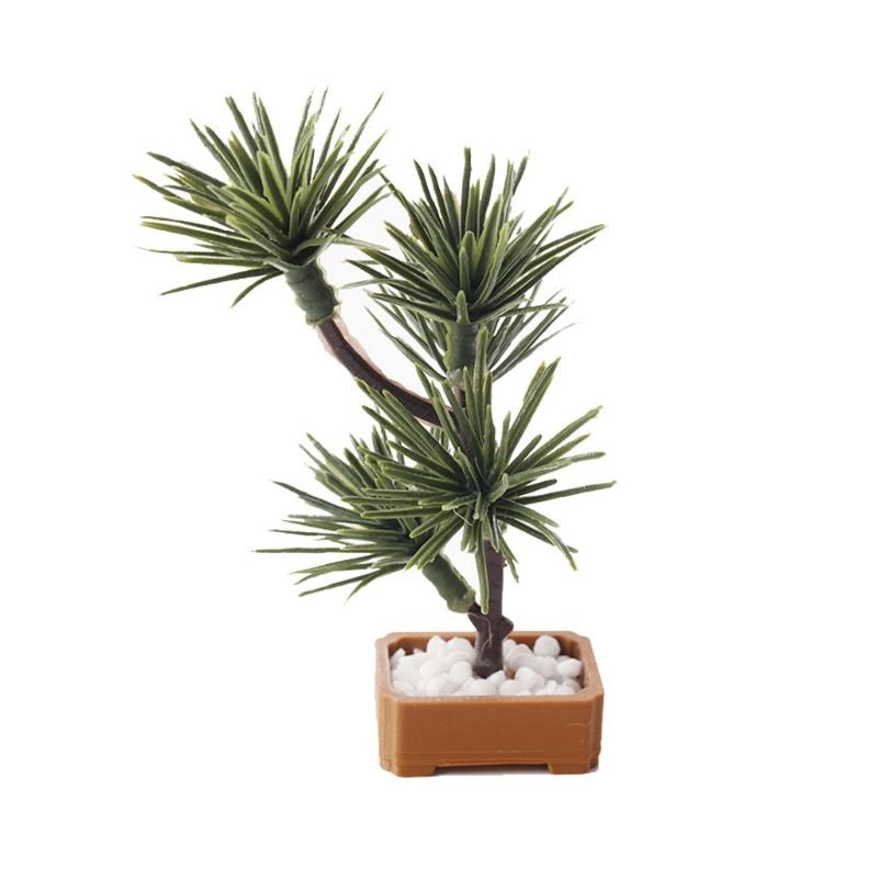 

Mini Plastic Green Potted Tree Leaf Decoration For Dollhouses Accessories And Toy Furniture Photo Props 1