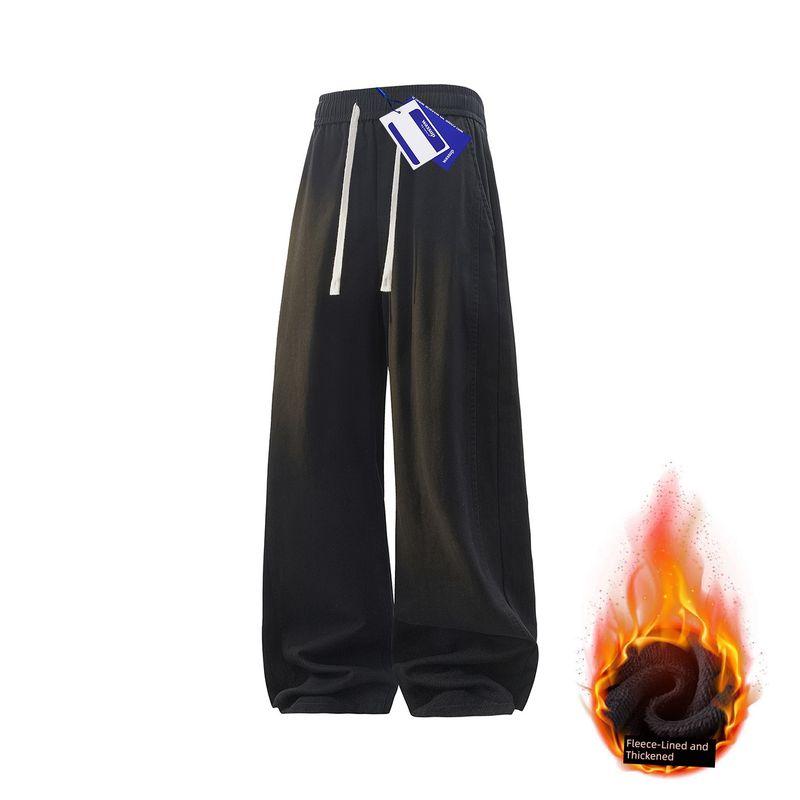 Wassup Pure Cotton Fleece-Lined Cargo Pants for Men, New Autumn and Winter American-Style Loose Straight-Leg Casual Thickened Long Pants