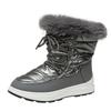 Fashion Women's Faux Fur Ankle Boots Chunky Platform Waterproof Snow Boots Women Silver Thick Plush Warm Winter Boots Shoes Woman 43