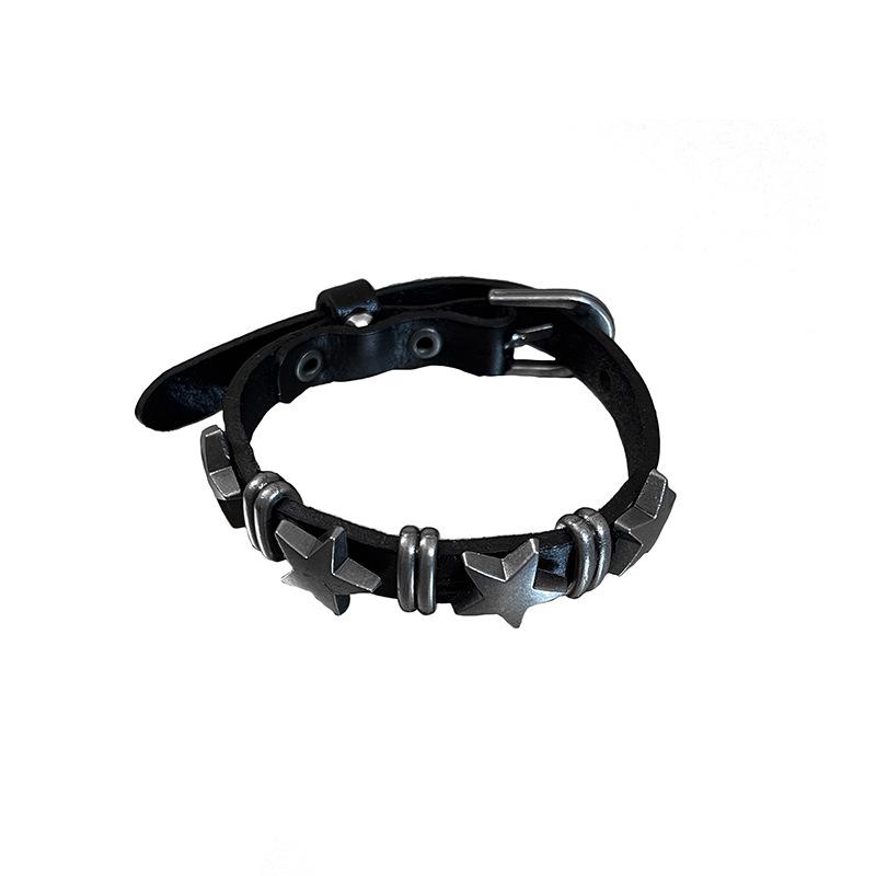 Retro Star Leather Bracelet: Y2K Punk Style Women's Trendy Hand Jewelry