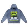 DTG Print Knitted Denim Zip-Up Hoodie Drift Mode Brother Print Zipper Hoodies  