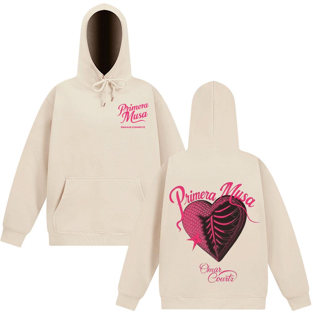 Rapper Omar Courtz Primera Musa 2025 Heart Graphic Hoodie Men Long-sleeved Loose Casual Sweatshirt Aesthetic Trendy Pullover Top