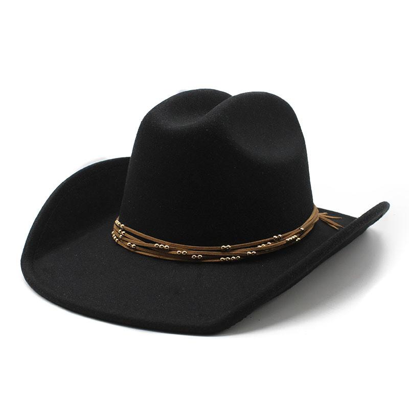 Classic Wool Felt Western Cowboy Hat With Wide Brim For Summer Outdoor Activities