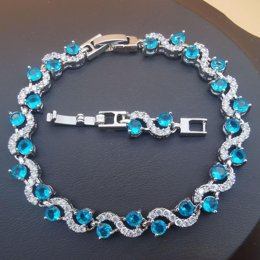 Zircon S Shaped Imitation Tanzanian European and American Bracelet Plated with Platinum Crystal Womens Multi Color