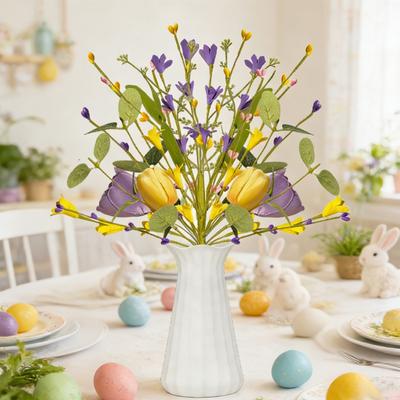 Spring Floral Arrangement Lightweight Simulated Tulip Flowers Home Party Decoration Easy To Match Easter Egg Branch Decoration