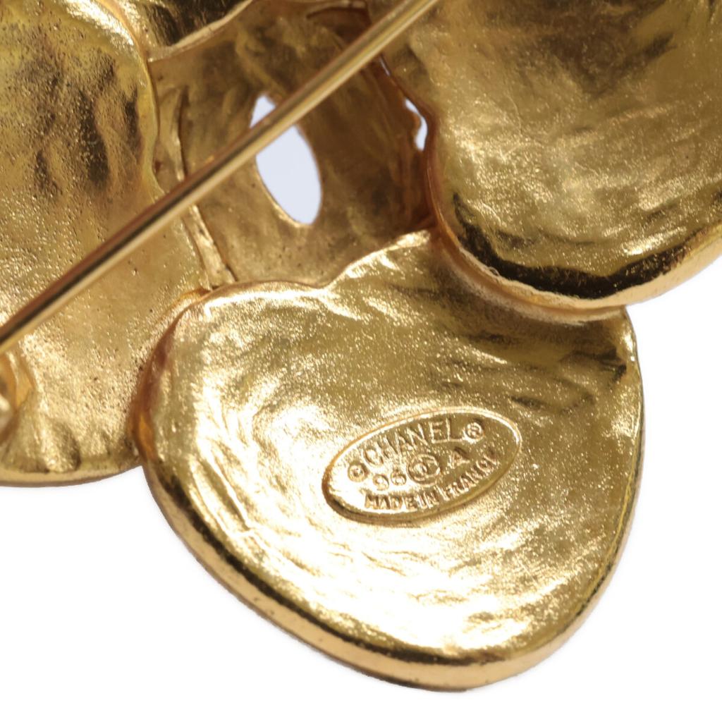 CHANEL [Excellent Condition] 96A Flower Motif CC Logos Pin Brooch goldUsed