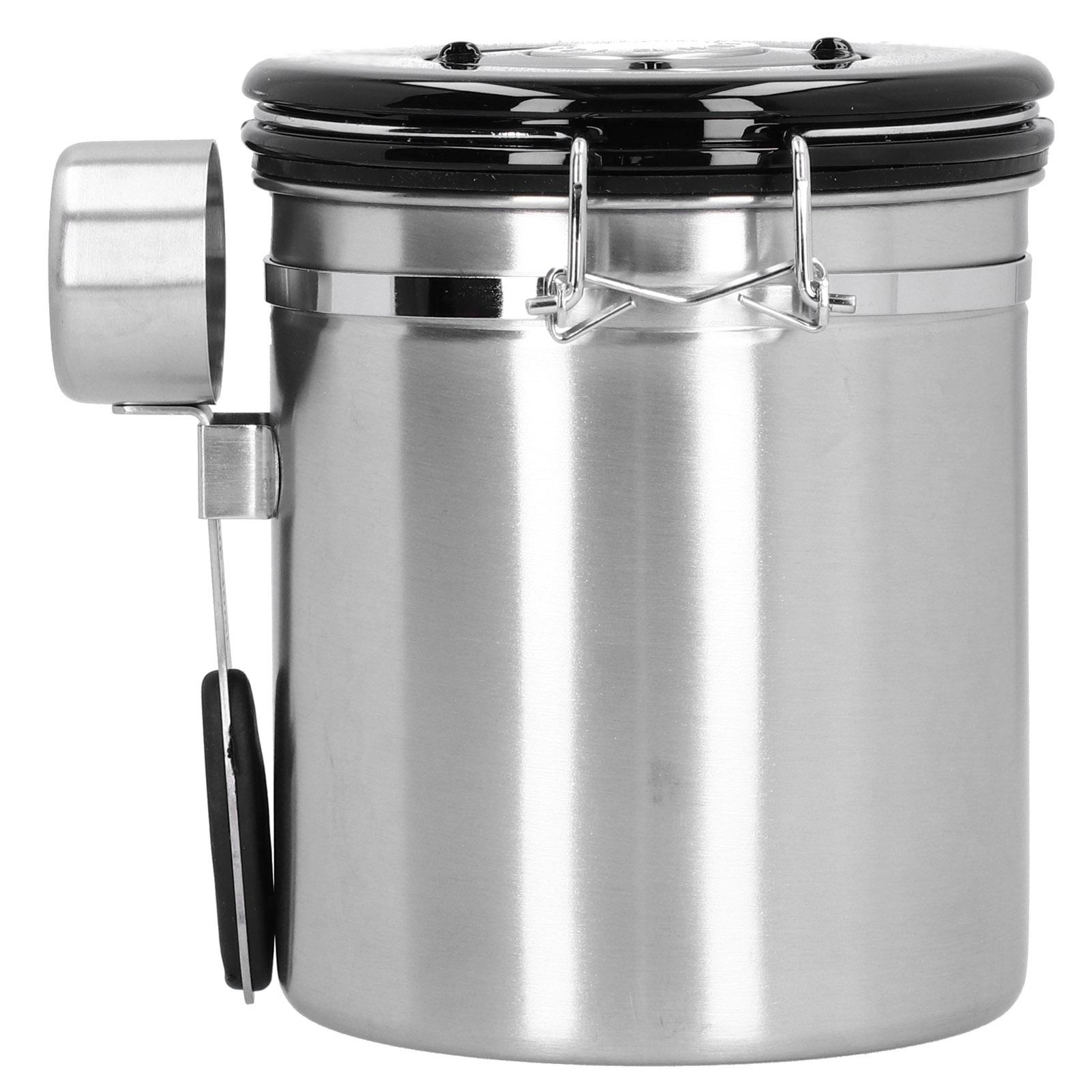 

Coffee Beans Sealing Jar Canister Container with Exhaust Valve Spoon for Home KitchenSilver серебряный