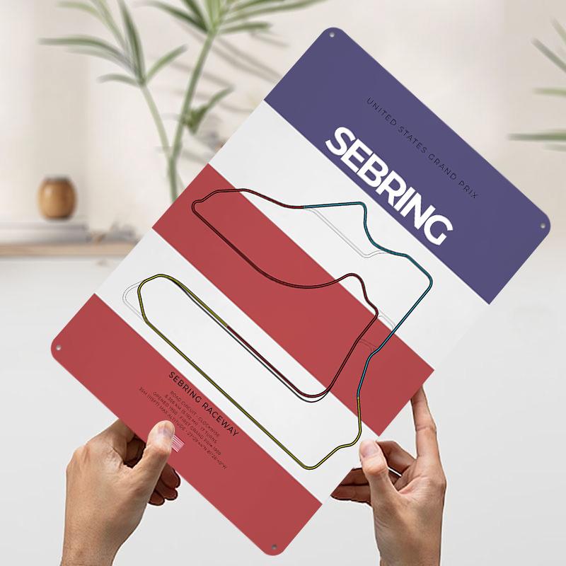 Sebring Circuit USA Poster Customized Wall Art Vintage Metal Signs Retro Tin Plaque for Man Cave Decoration At Home Decorations