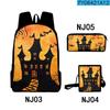 Classic Novelty Cool Halloween 3D Printed 3pcs/Set Pupil School Bags Laptop Daypack Backpack Inclined Shoulder Bag Pencil Case