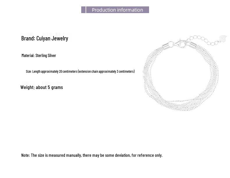 Cui Yan S925 Sterling Silver Waterfall Bracelet - Korean Style Light Luxury Gift for Women and Best Friends