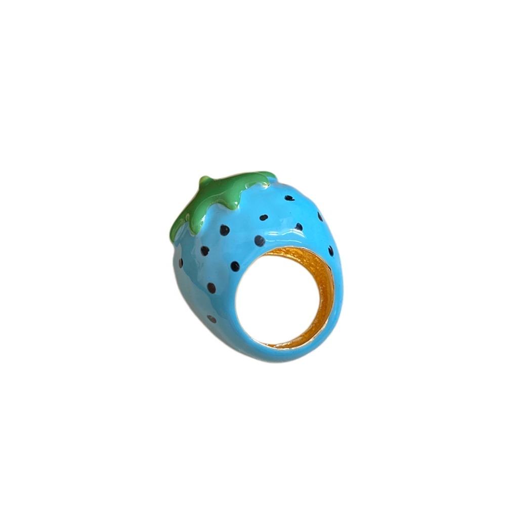 Korean Style Vintage Ring Flower Big Floral Ring Colorful Enamel Fruit Ring  Gifts for Women Girl