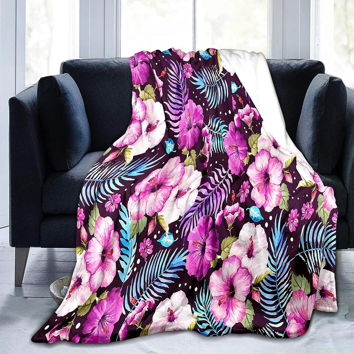 

Flower Pattern Flannel Throw Blanket King Queen Size for Car Travel Couch Blanket Super Soft Warm Lightweight Blanket for Kids 100cmx150cm