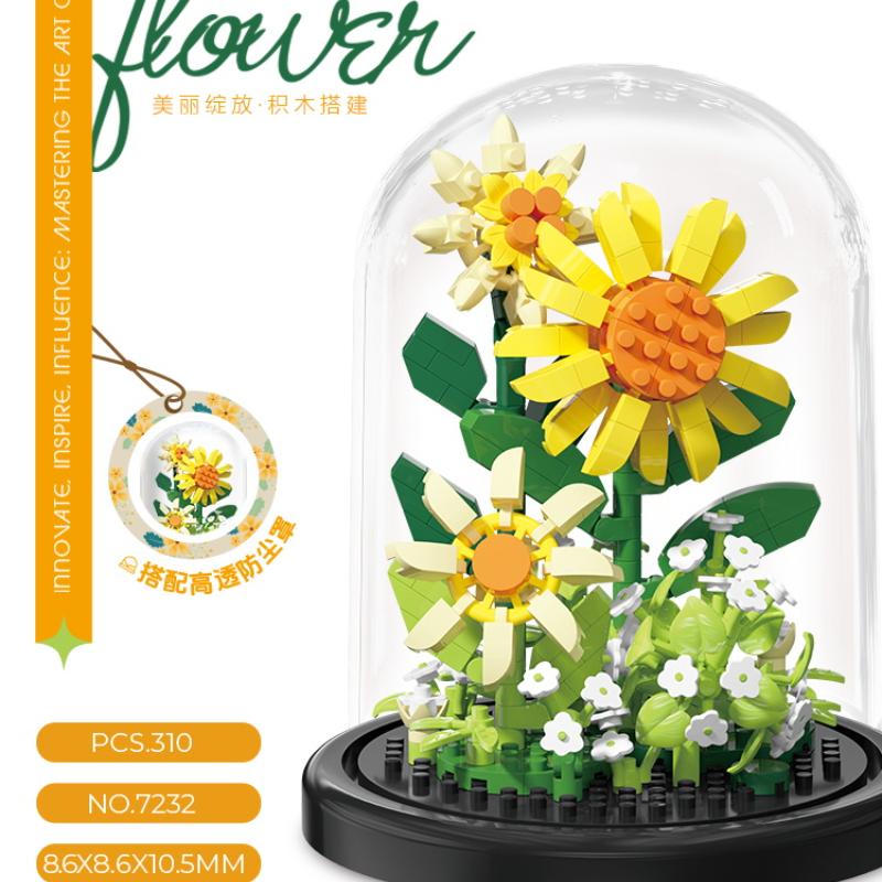 Blumenstrauß Bonsai Bausteine Künstliche Pflanze aus Kunststoff Staubschutz Mikromodell Dekoration Spielzeug für Kinder Geburtstagsgeschenk